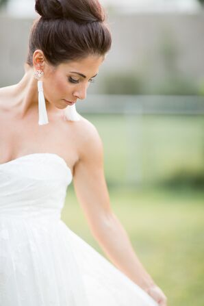 Simple Bride with Tassel Earrings and Chic Updo