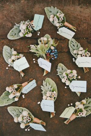 Silver Brunia and Dusty Miller Boutonnieres