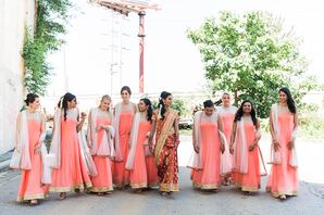 Peach-Colored Chiffon Bridesmaid Dresses
