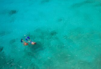 A couple snorkeling in Bonaire, Caribbean.