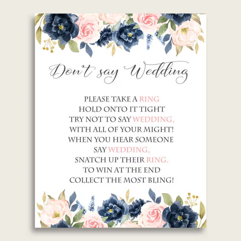 Creative Bridal Shower Don't Say Wedding Game for the best engagement party