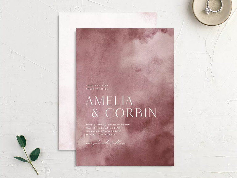 A beautiful watercolor wedding invitation.