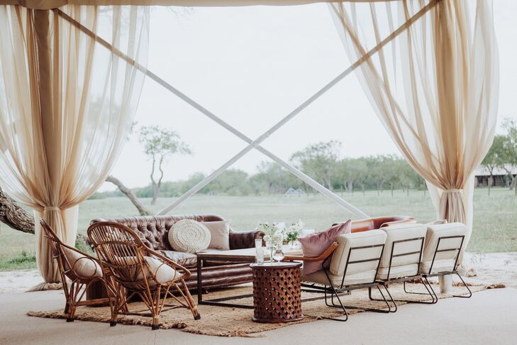 Vintage-Inspired Lounge Area with Airy Draping