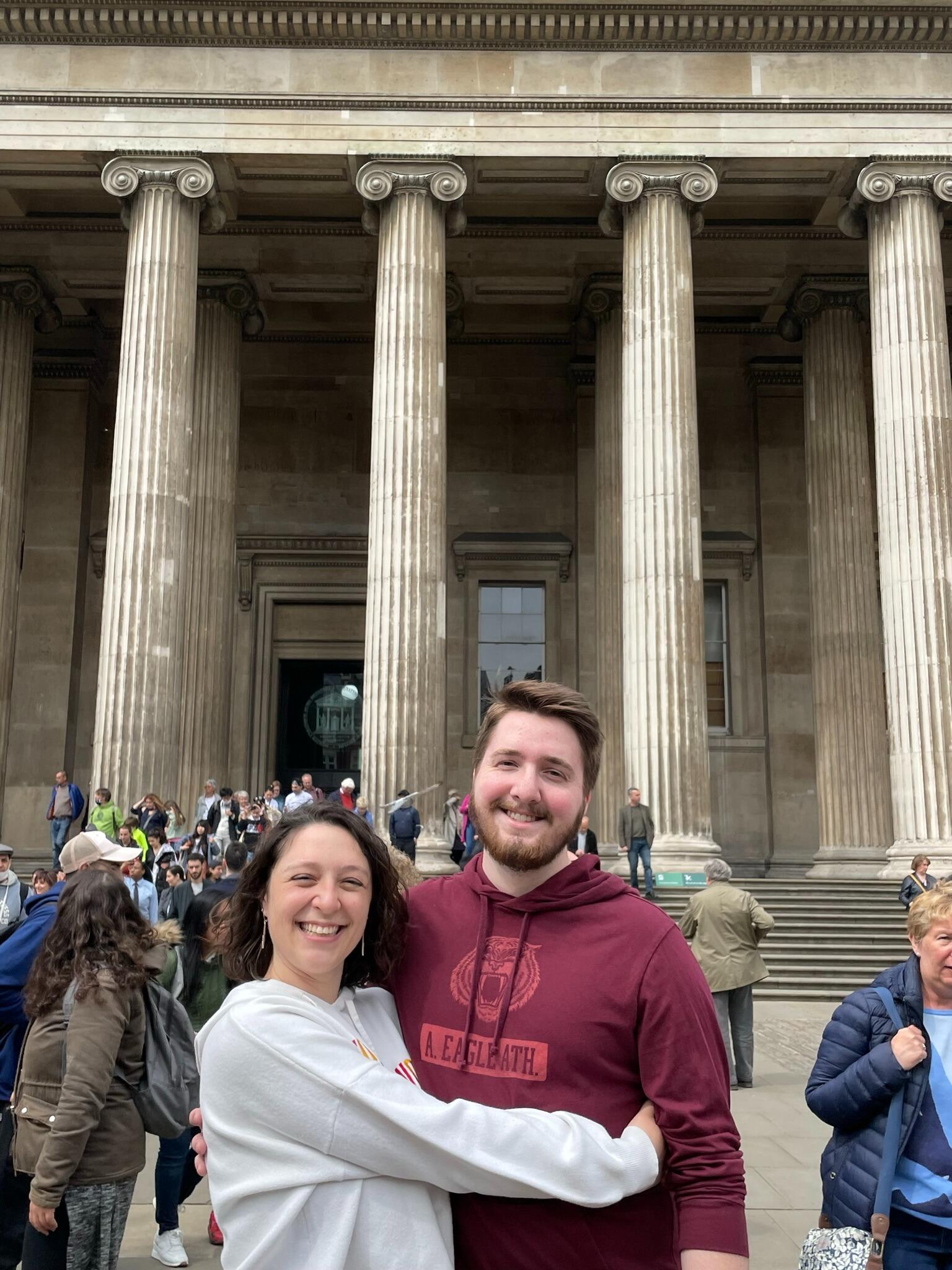Posing as awkward tourists in front of the British Museum in London!