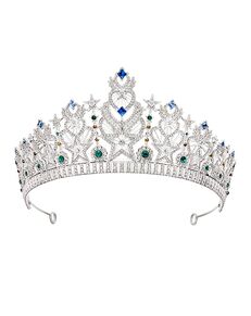 AW Bridal AW BRIDAL Heart Rhinestone Crown for Wedding Tiaras for Women Bridal Crown Crystal Princess Crown for Girls Birthday Crown Tiara for Wedding Crown for Brides (Ocean Blue) Tiara
