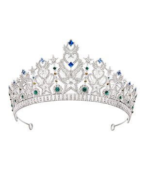 AW Bridal AW BRIDAL Heart Rhinestone Crown for Wedding Tiaras for Women Bridal Crown Crystal Princess Crown for Girls Birthday Crown Tiara for Wedding Crown for Brides (Ocean Blue) Tiara