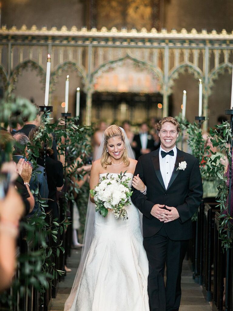 bride and groom walking up the aisle