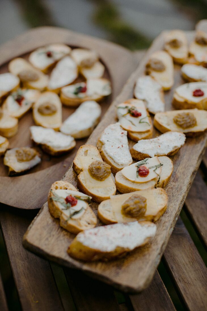 Passed Appetizers on Wood Serving Platters