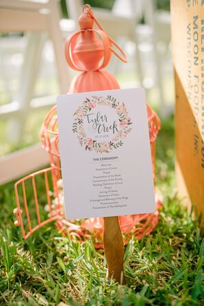 Whimsical Calligraphy Monogram Ceremony Program Fans