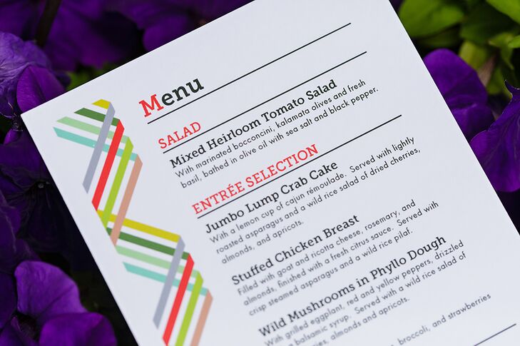 Close-up of Reception Dinner Menu