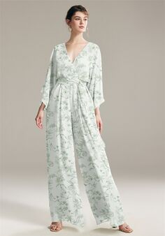 AW Bridal AW Flossie Jump Suit V-Neck and Plunge Bridesmaid Dress