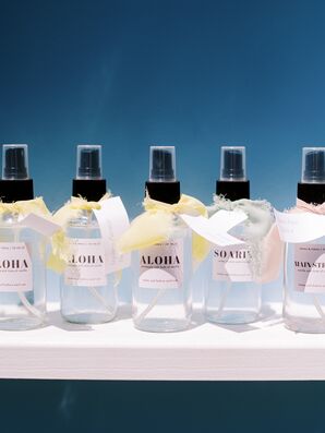 Room Scent Spray Wedding Favor and Escort Card Duo