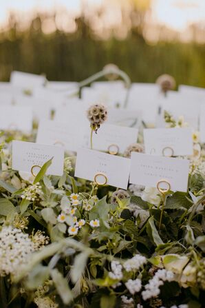 Escort Cards with Greenery and Wildflowers