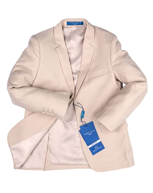 Perry Ellis "Noah" Kids Light Tan Suit (5-Piece Set) Flower Girl Dress and Ring Bearer Outfit - 2