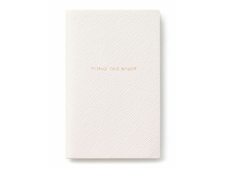 white Tying The Knot wedding planner notebook