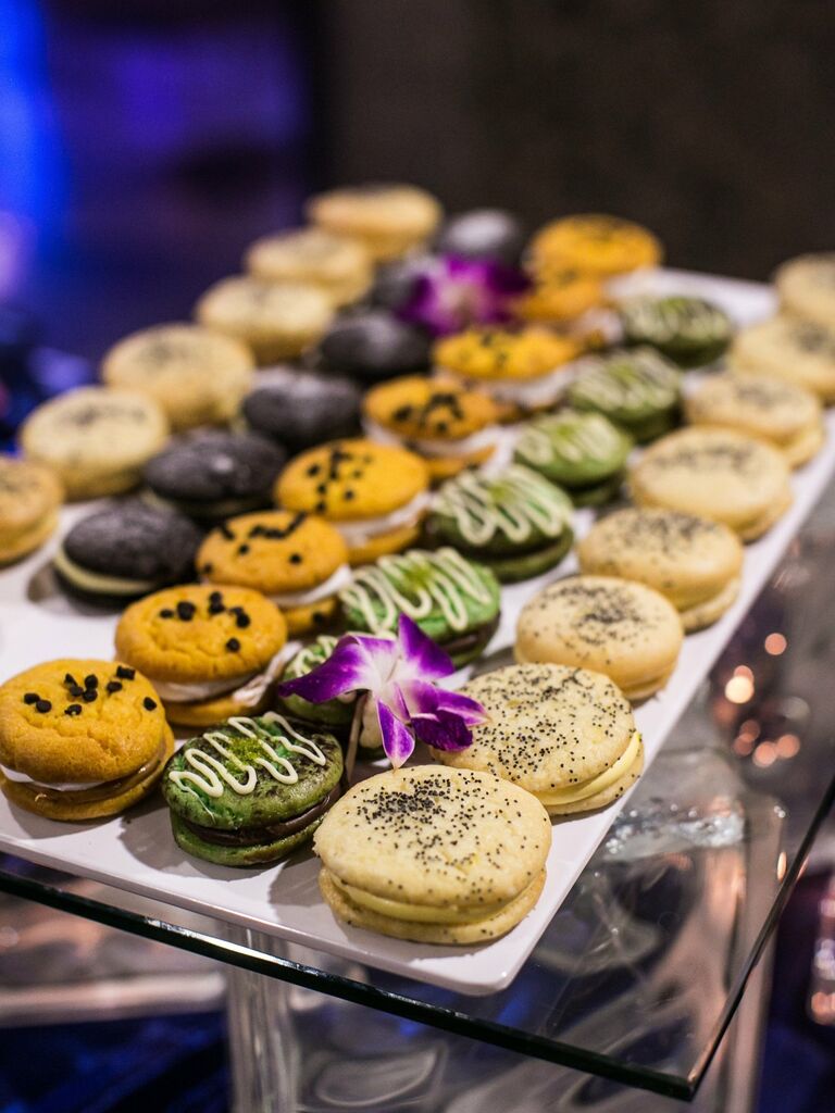 Assortment of mini whoopie pies idea for bridal shower. 