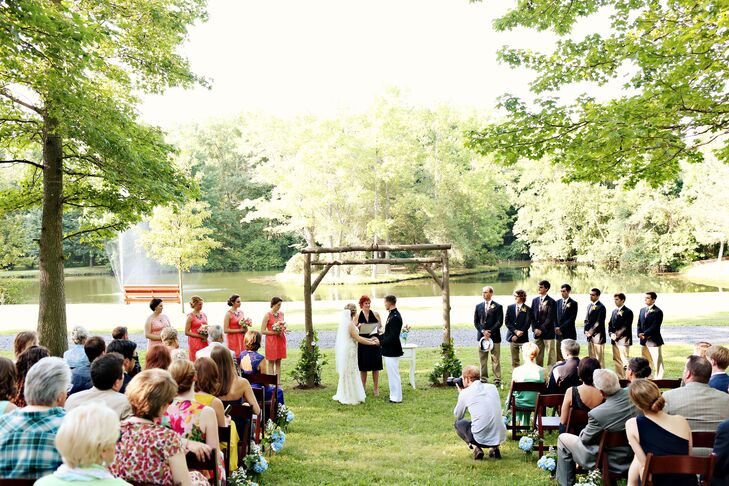 “We planned an outdoor wedding in June, so I wanted a dress that would fit the venue,” Aimee recalls. “I went to a small bridal shop and saw this unique, vintage-looking gown. It was different than what I imagined myself wearing, but when I tried it on I fell in love. It felt whimsical and perfect for a garden wedding.”