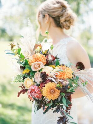 Bouquet with Dahlias, Protea and Greenery