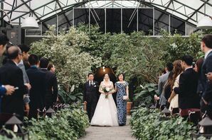 Ceremony Processional at Planterra Conservatory in Detroit, Michigan