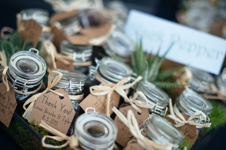 Brooke and Tyler sent their guests home with small jars filled with a selection of different herbs and spices.