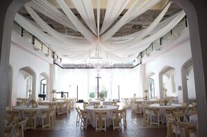Elegant Draping and Crystal Reception Decor