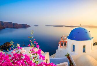 A sunrise over Santorini, Greece