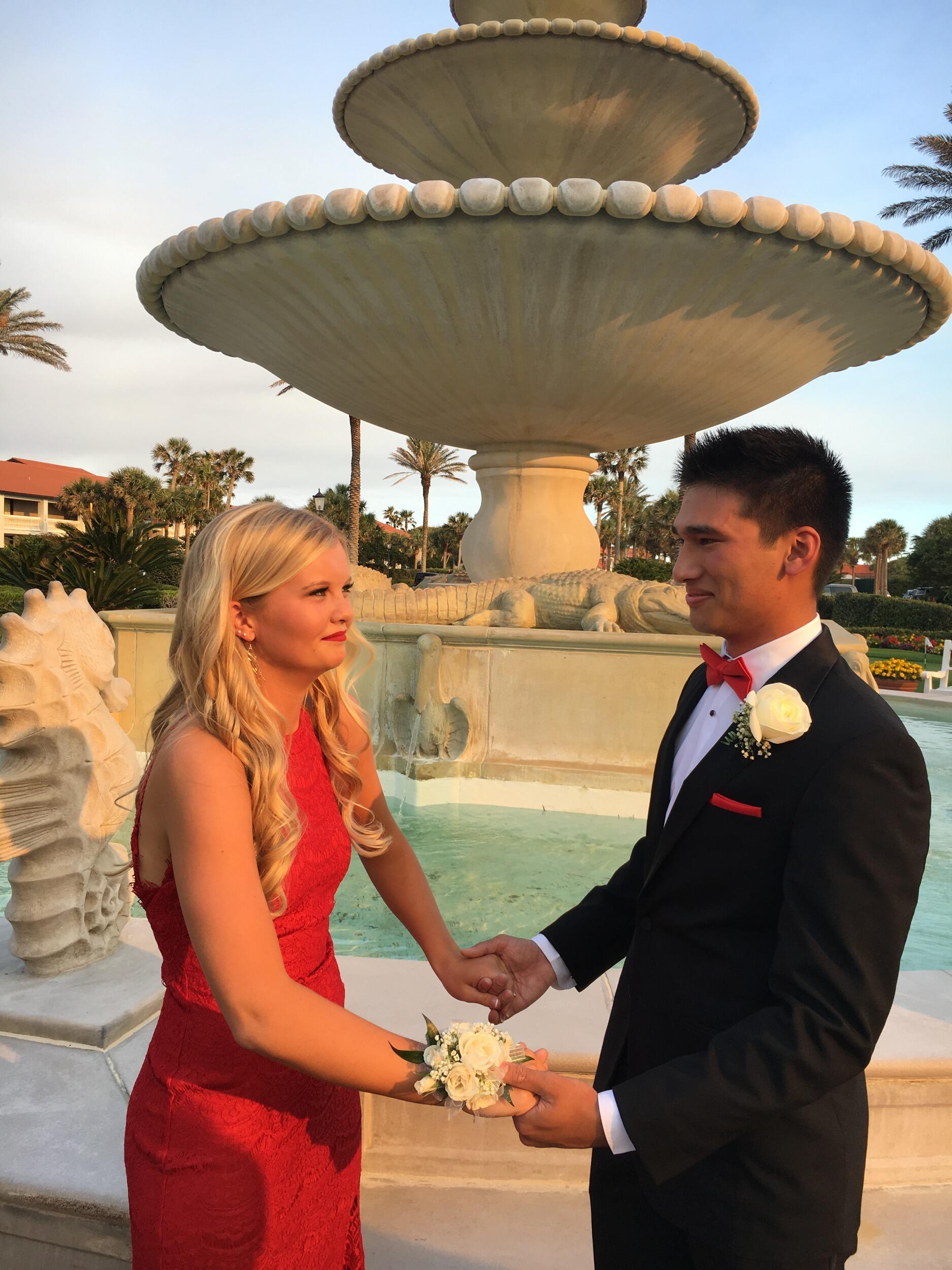 The iconic first prom picture. My mom had us take this picture holding hands as friends. To this day, it is still one of our favorite pictures.