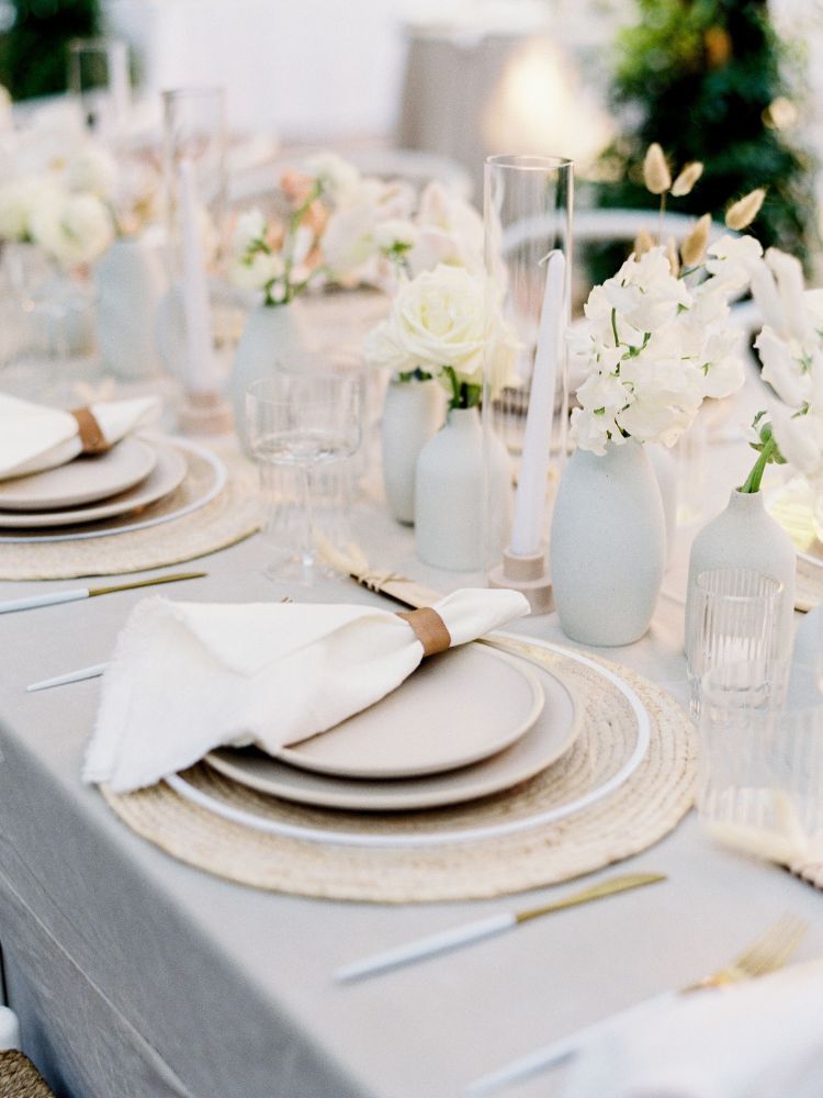 boho neutral-colored wedding place setting