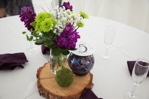Purple, Green Rustic Centerpieces