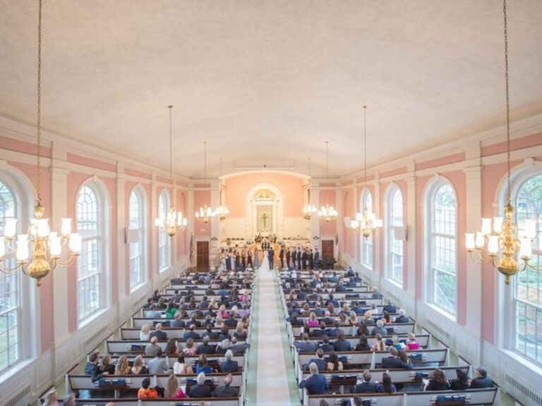 Presbyterian wedding ceremony at Noroton Presbyterian Church in Darien, Connecticut