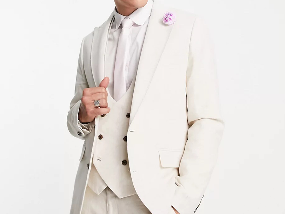 Cream slim-fit lightweight jacket