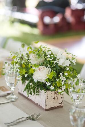Rustic White and Green Centerpieces