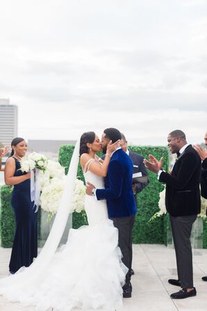 Couple Sharing First Kiss During Ceremony at The Faulkner in Jackson, Mississippi