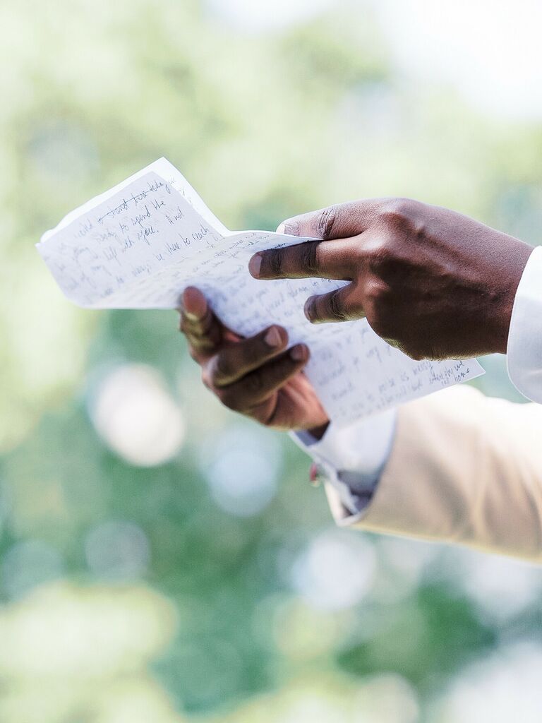 Handwritten vow idea for a personalized wedding. 