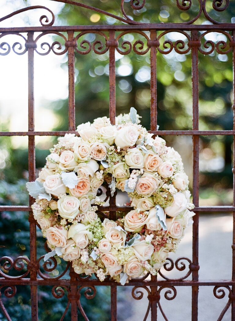 Wedding wreath at ceremony entrance