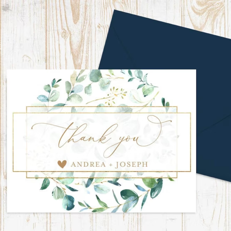 Floral watercolor thank-you card from PetalPaperCo