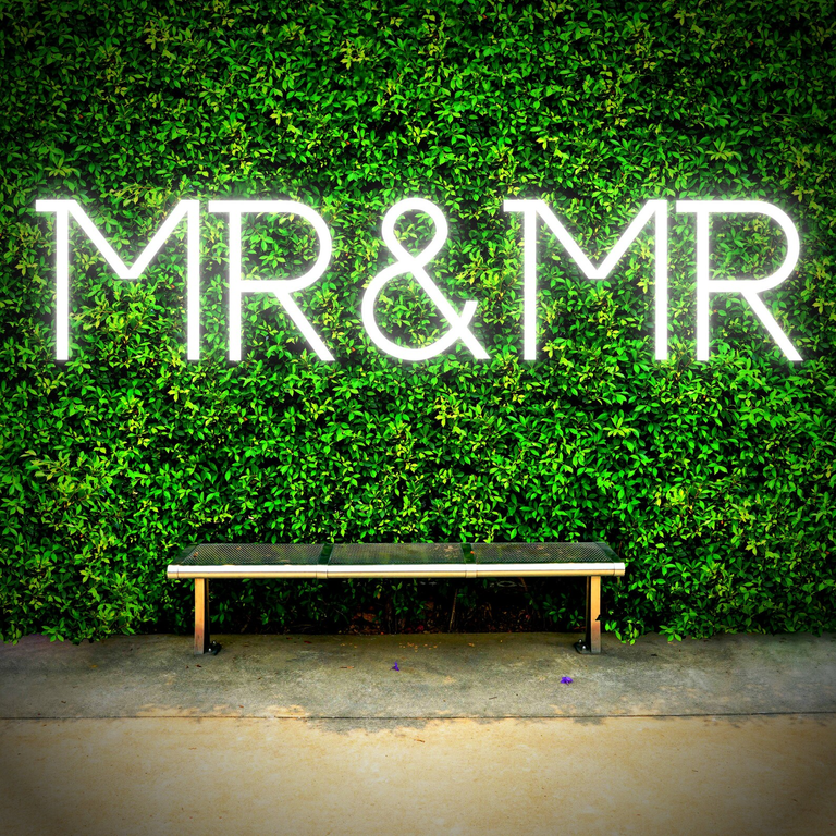 Vibrant neon sign from BoxwoodRose for the best Mr and Mr wedding present