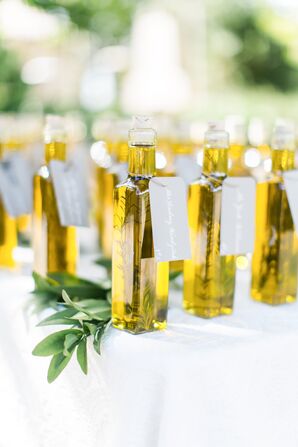 Olive Oil Favors and Escort Cards