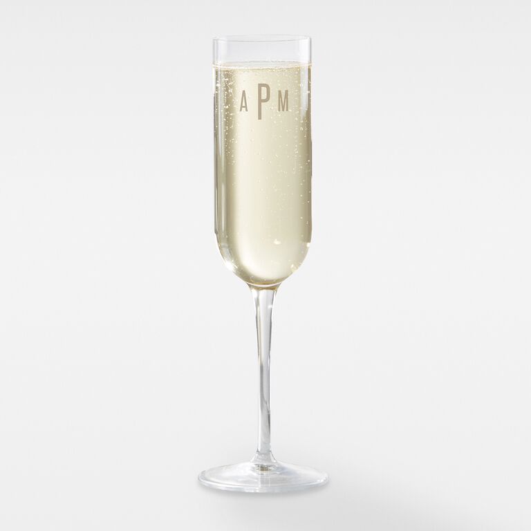 monogrammed wedding champagne flute