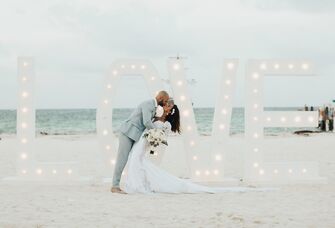 Couple on beach for Dominican Republic destination wedding.