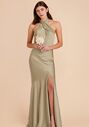 Birdy Grey Stephanie Matte Satin Dress in Moss Green Halter Bridesmaid Dress - thumbnail - 2