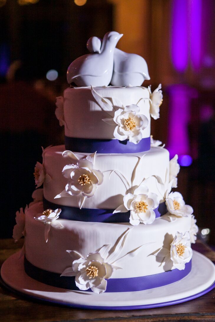 Purple and White Fondant Cake
