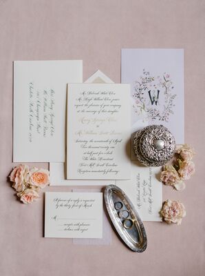 Formal Wedding Invitation With Custom Floral Crest