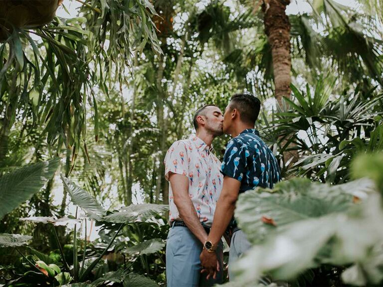 LGBTQ couple kissing at their wedding in Key West, Florida