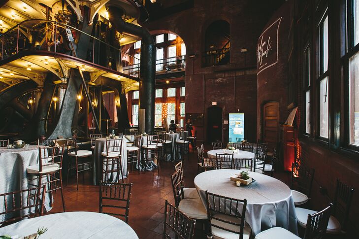 Jordan and Jacob held their reception at  Metropolitan Waterworks Museum in Chestnut Hill, Massachusetts. The venue offered a moody, industrial-chic atmosphere.