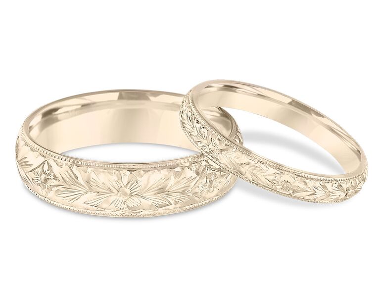two floral engraved bands