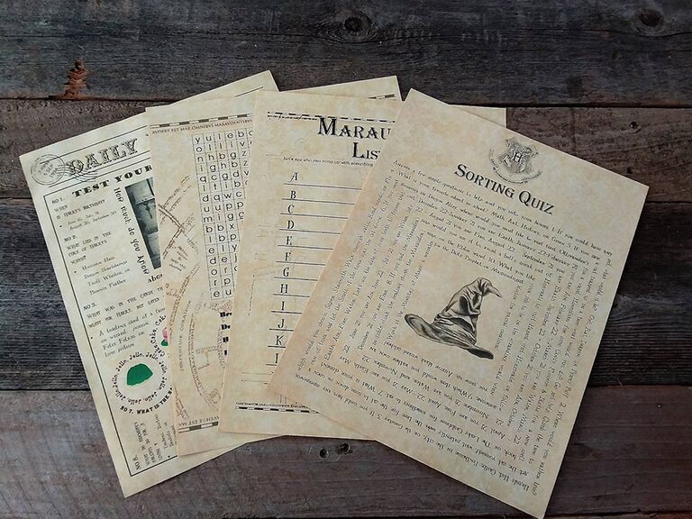 Harry Potter game cards like a sorting quiz