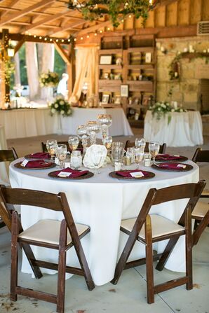 Burgundy and Brown Reception Decor