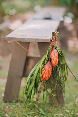 Tropical Greenery and Protea Aisle Décor