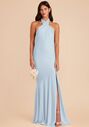 Birdy Grey Stephanie Matte Satin Dress in Mist Blue Halter Bridesmaid Dress - thumbnail - 1